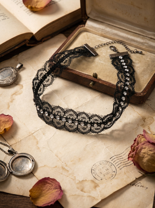 Black Crystal Lace Choker