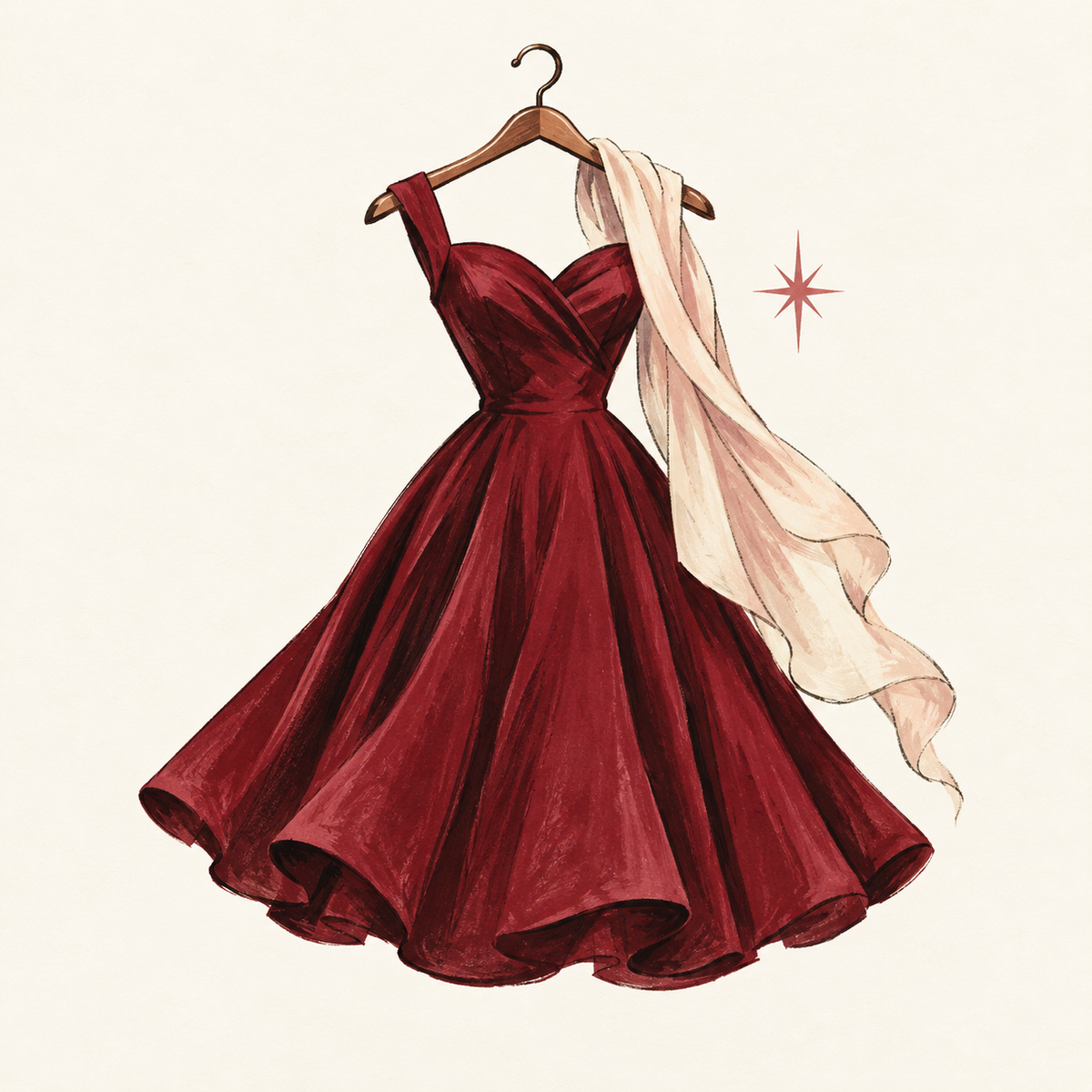 Illustration eines Retro-Kleids