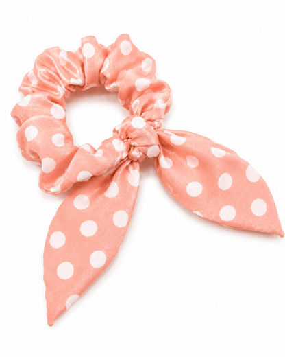 Haargummi Polka Dot -Scrunchie in pfirsich rosa