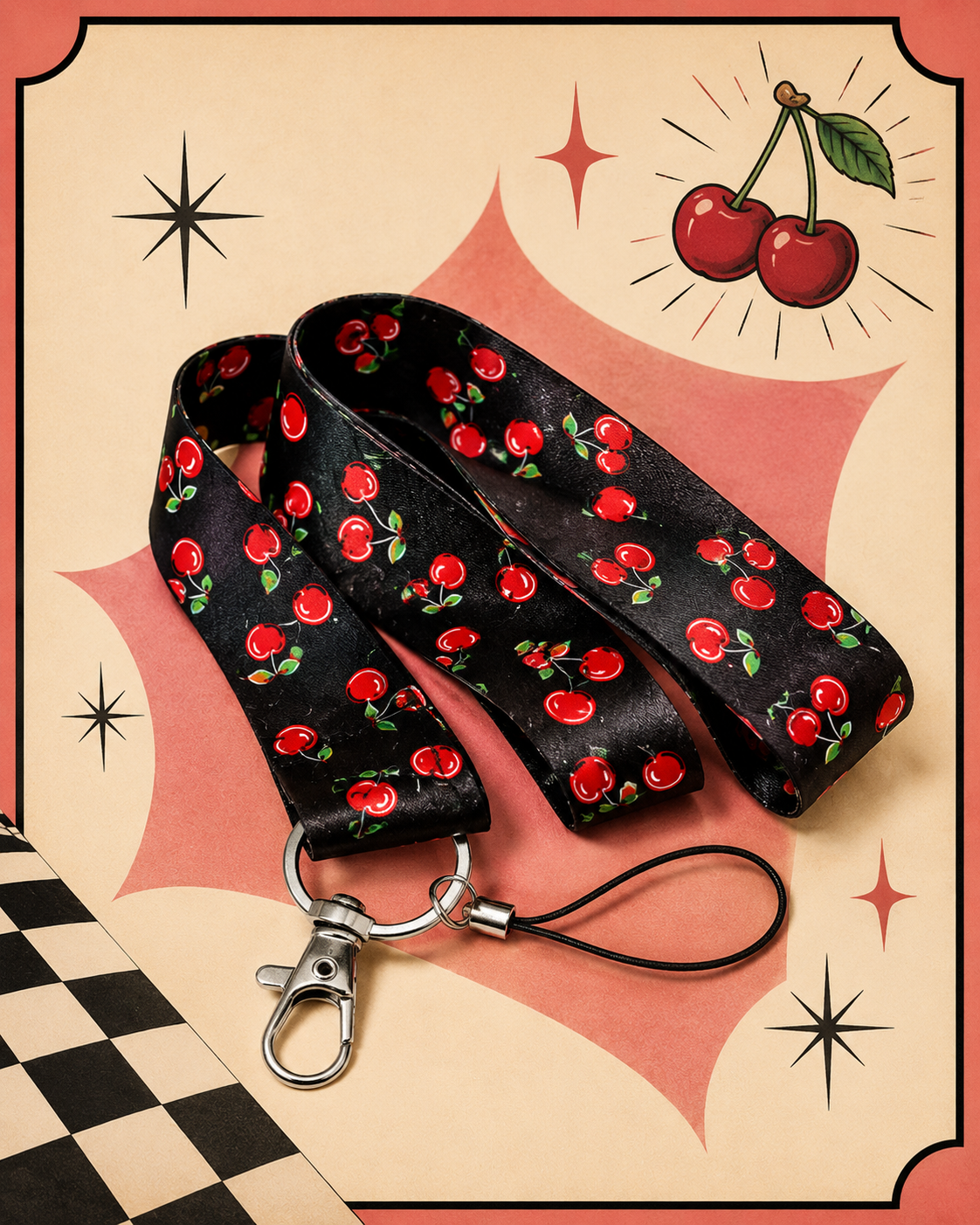 Cherry Schlüsselband - Handy-Anhänger mit Kirschen