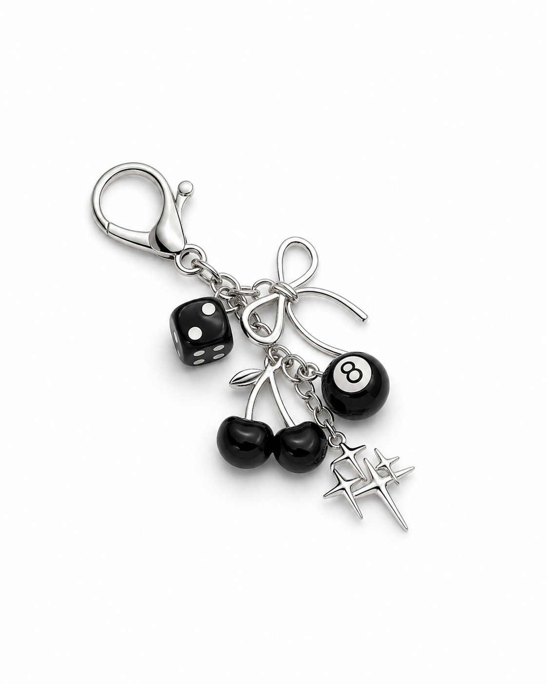 Schlüsselanhänger Dice - Taschendeko mit Kirschen und Würfel