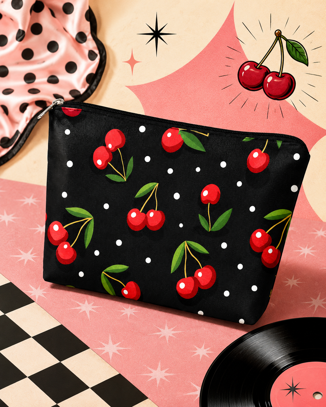 Cherry Kosmetiktasche - Mäppchen mit Kirschen
