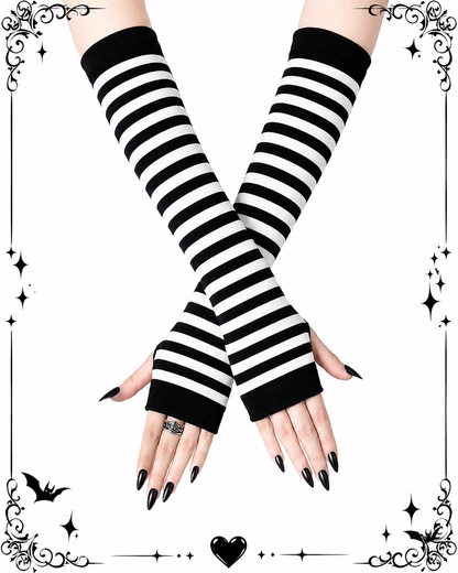 Stripe Armstulpen- gestreifte Handschuhe