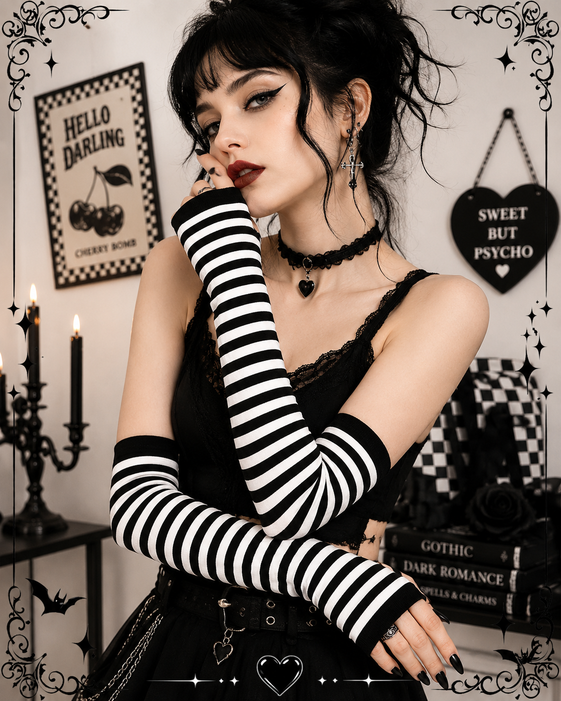 Stripe Armstulpen- gestreifte Handschuhe