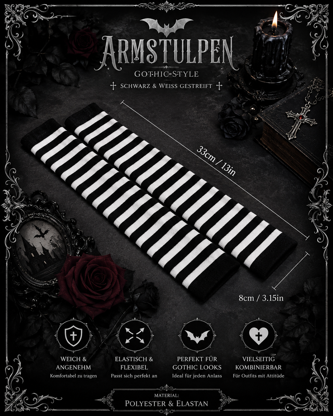 Stripe Armstulpen- gestreifte Handschuhe