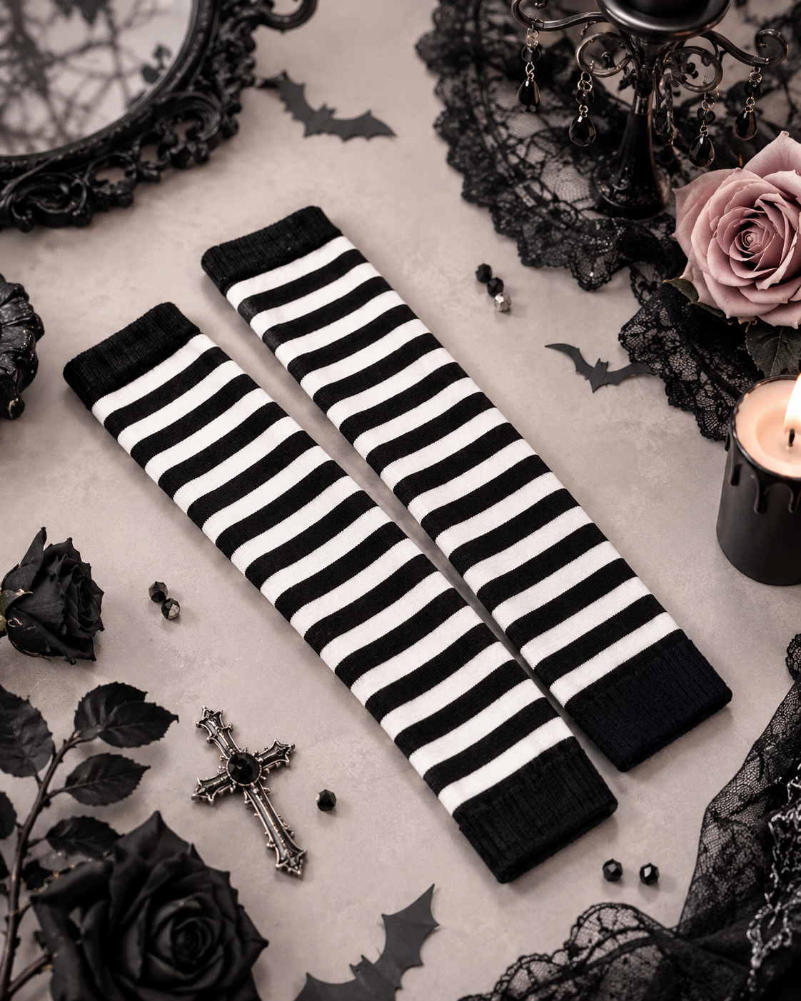 Stripe Armstulpen- gestreifte Handschuhe