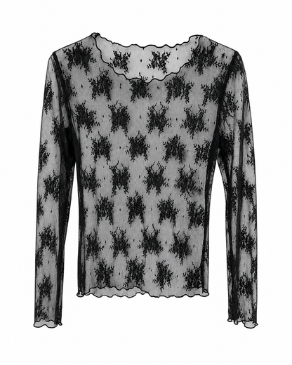 Top aus feiner floraler Spitze