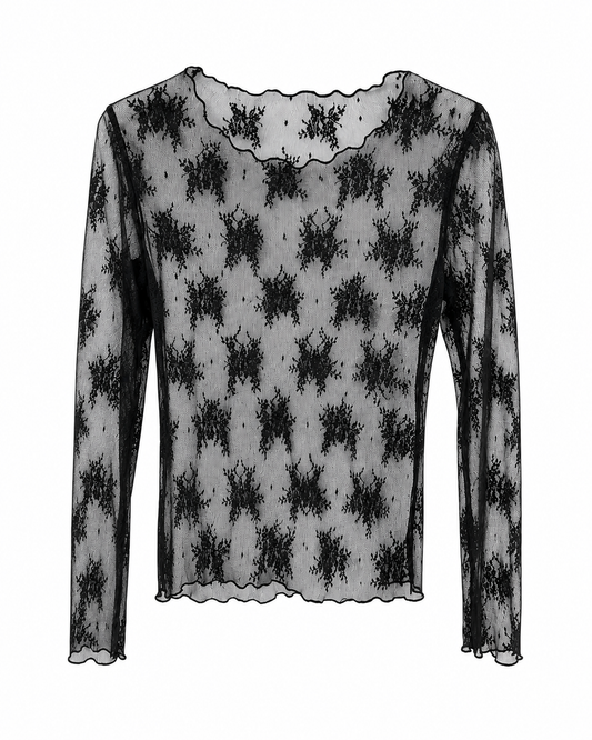 Top aus feiner floraler Spitze