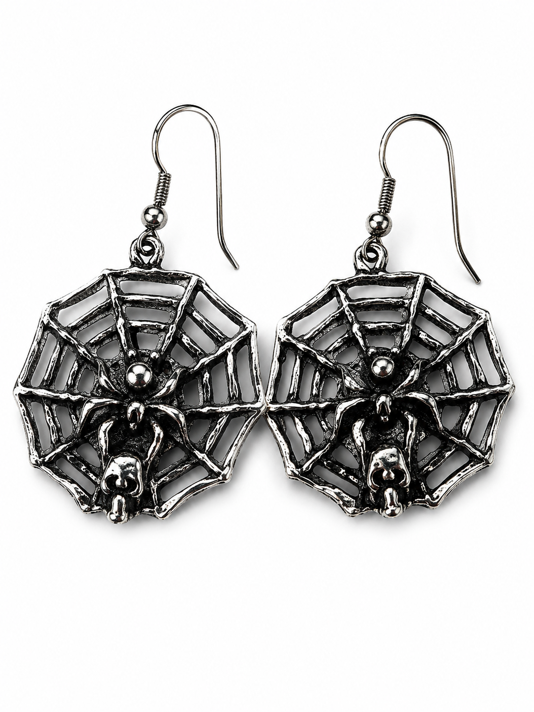 Ohrringe Spider - Gothic Ohrhänger mit Spinnennetz