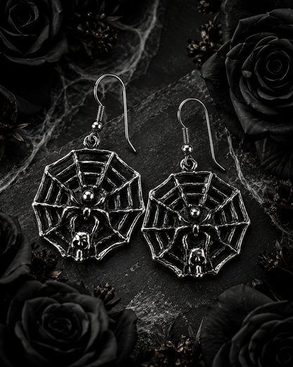 Ohrringe Spider - Gothic Ohrhänger mit Spinnennetz