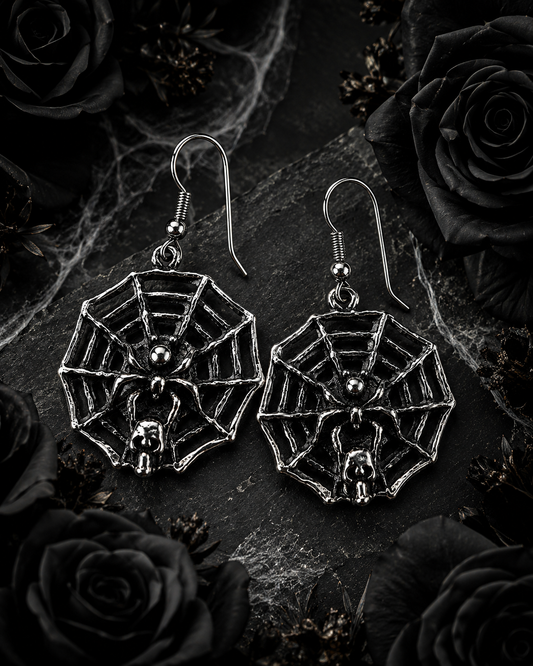 Ohrringe Spider - Gothic Ohrhänger mit Spinnennetz