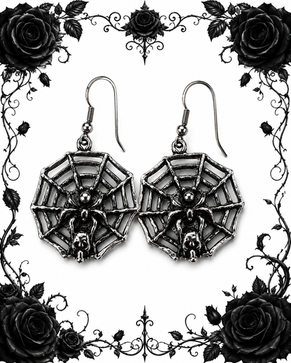 Ohrringe Spider - Gothic Ohrhänger mit Spinnennetz