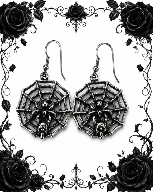 Ohrringe Spider - Gothic Ohrhänger mit Spinnennetz