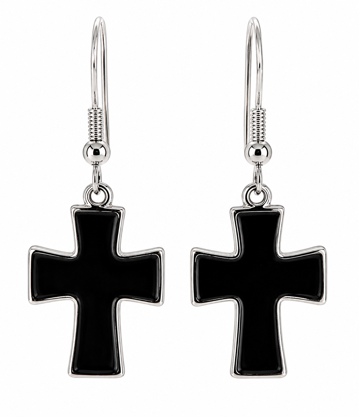 Ohrringe Black Cross - Gothic Ohrhänger mit schwarzen Kreuz