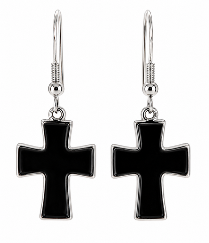 Ohrringe Black Cross - Gothic Ohrhänger mit schwarzen Kreuz