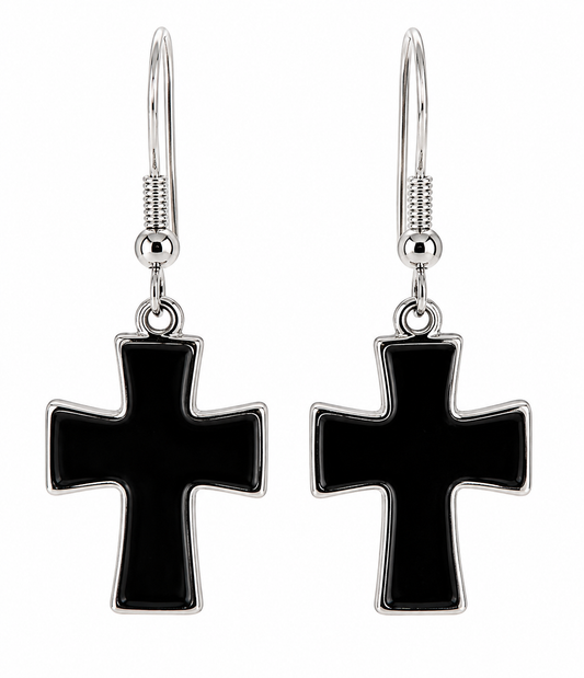 Ohrringe Black Cross - Gothic Ohrhänger mit schwarzen Kreuz