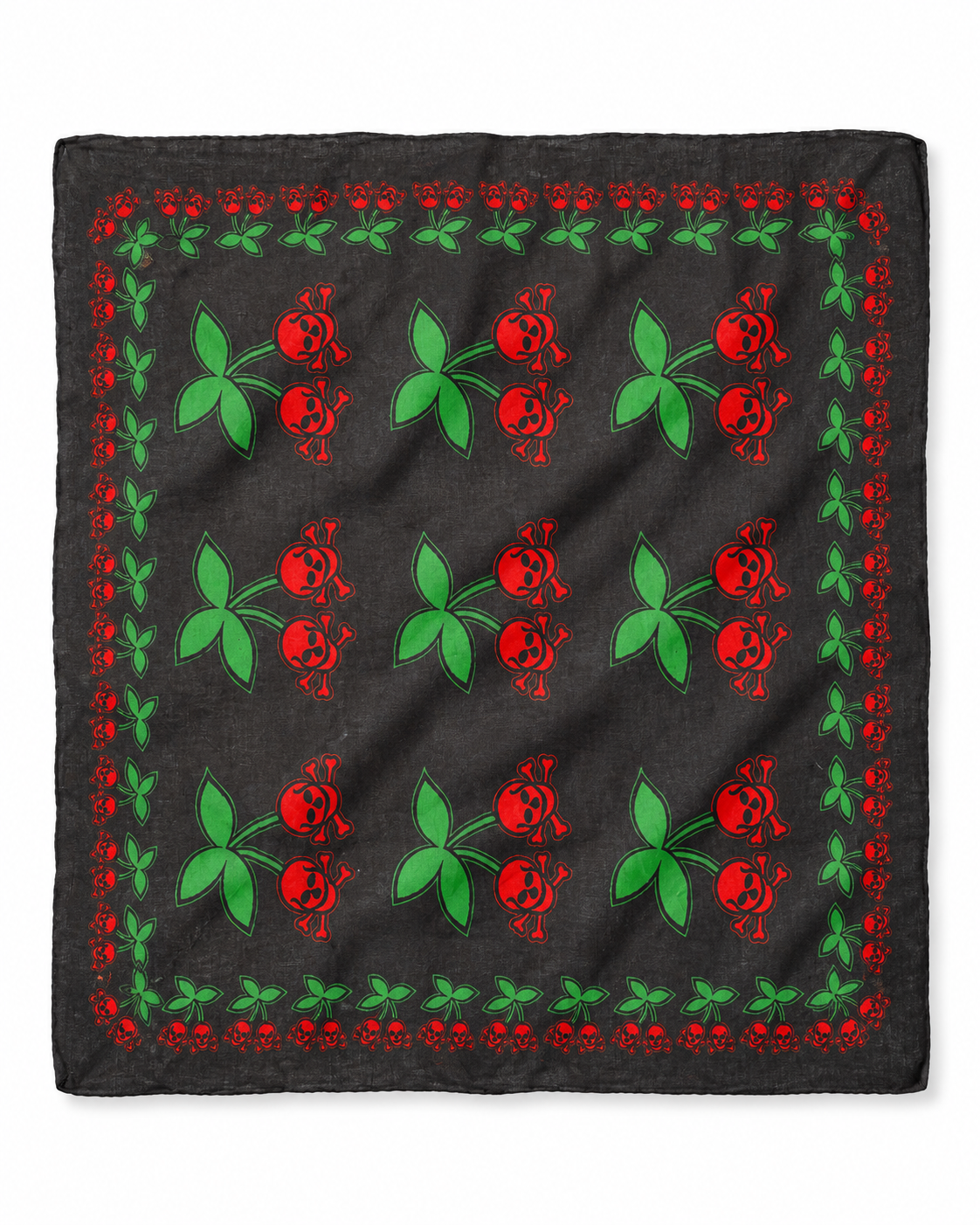 Baumwolltuch Cherry & Skulls - Halstuch mit Kirschen