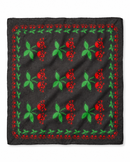 Baumwolltuch Cherry & Skulls - Halstuch mit Kirschen