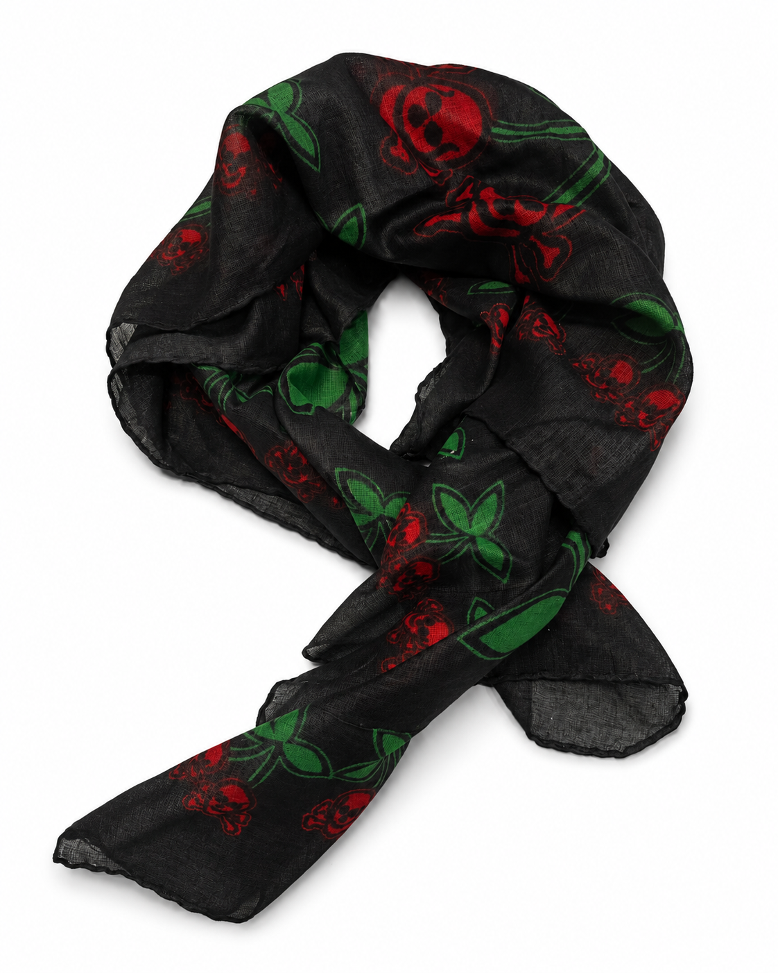 Baumwolltuch Cherry & Skulls - Halstuch mit Kirschen
