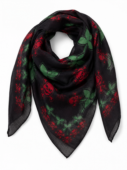 Baumwolltuch Cherry & Skulls - Halstuch mit Kirschen