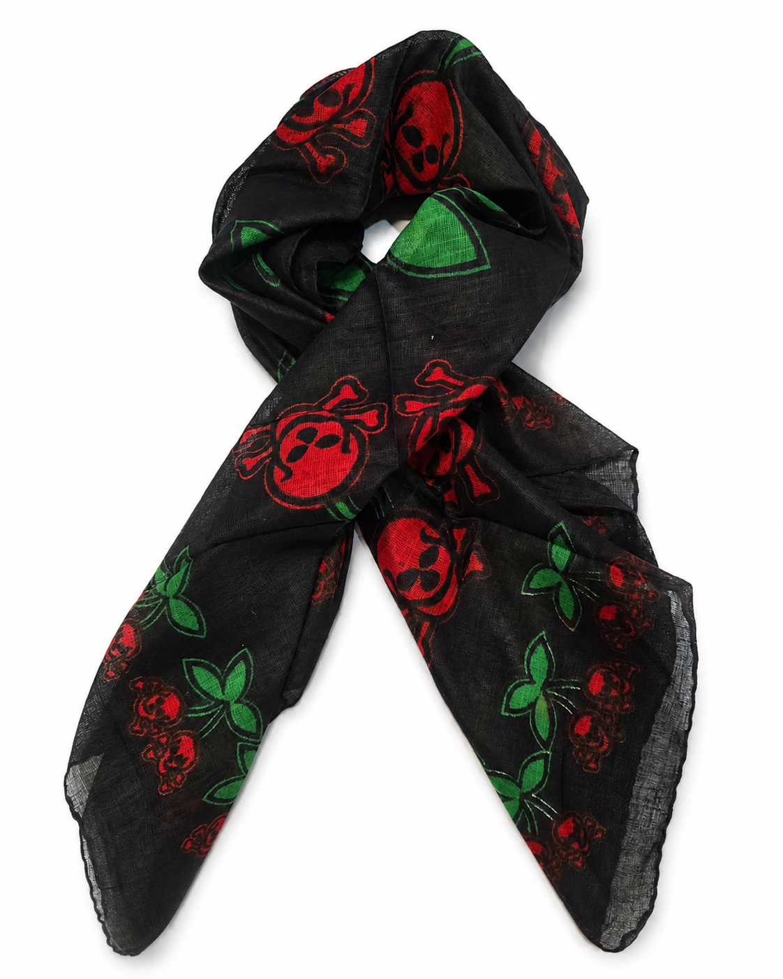 Baumwolltuch Cherry & Skulls - Halstuch mit Kirschen