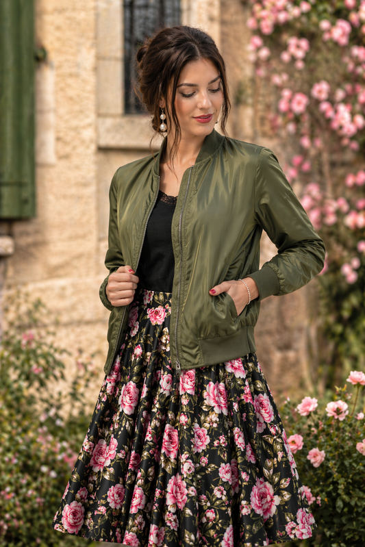 Ladies Bomberjacke olive - leichte Retro Sommerjacke