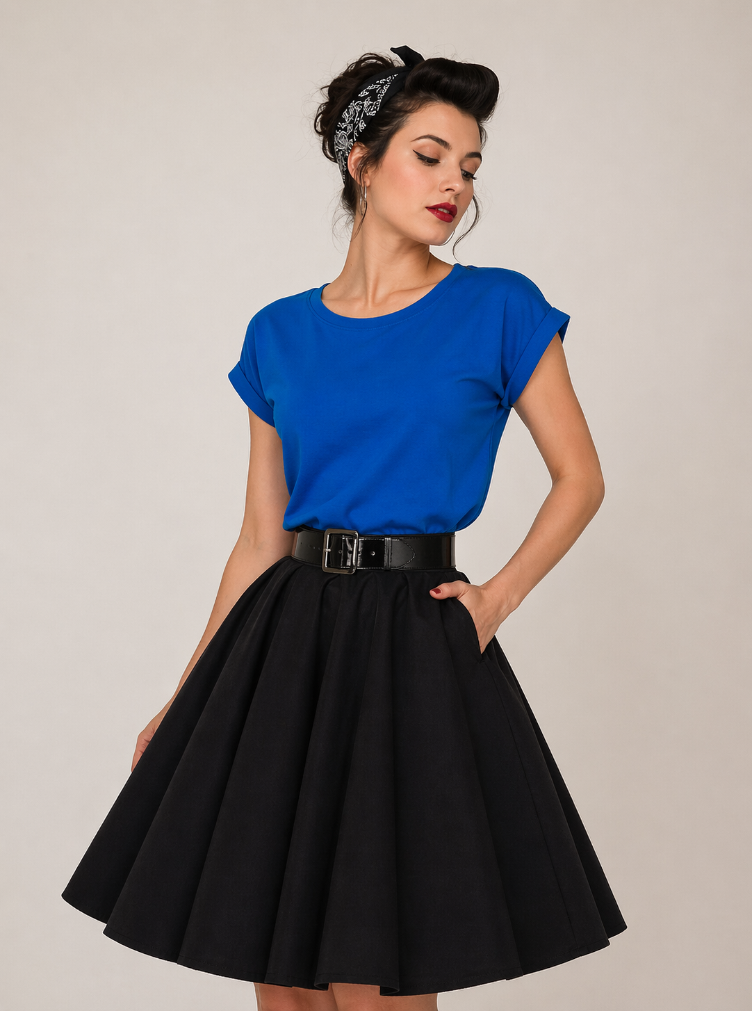 Extended Shoulder Basic Shirt bright blue