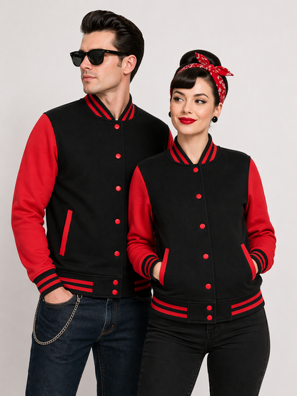 Varsity Jacket College Jacke unisex black fire red