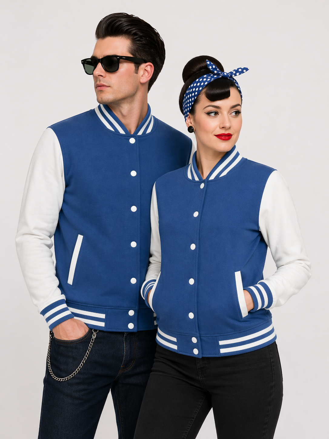 Varsity Jacket College Jacke royal blue white