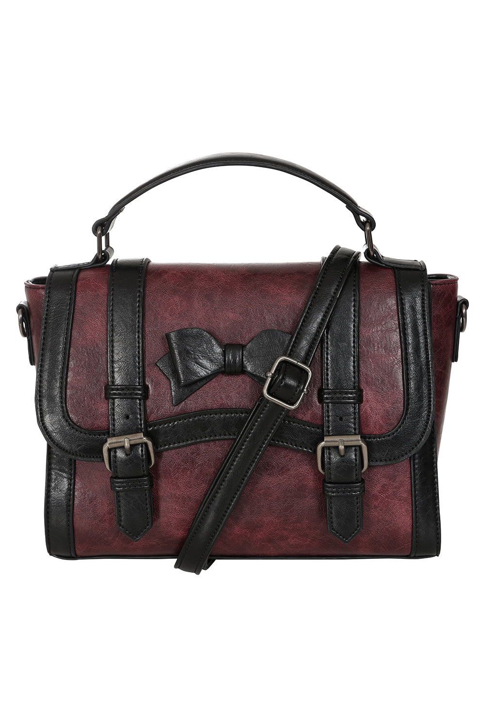 Vintage Voyager Handbag burgundy – Banned Retro Handtasche Detailansicht