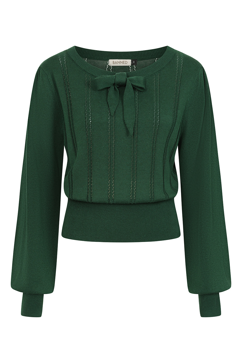 Angel Pointelle Knit Jumper bottle green – Vorderansicht