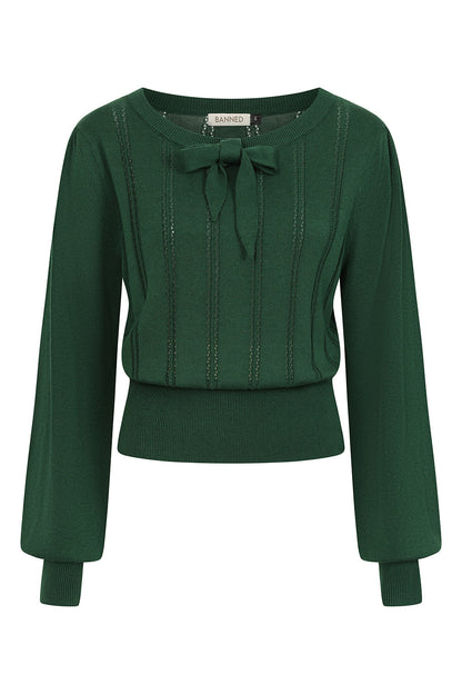 Angel Pointelle Knit Jumper bottle green – Vorderansicht