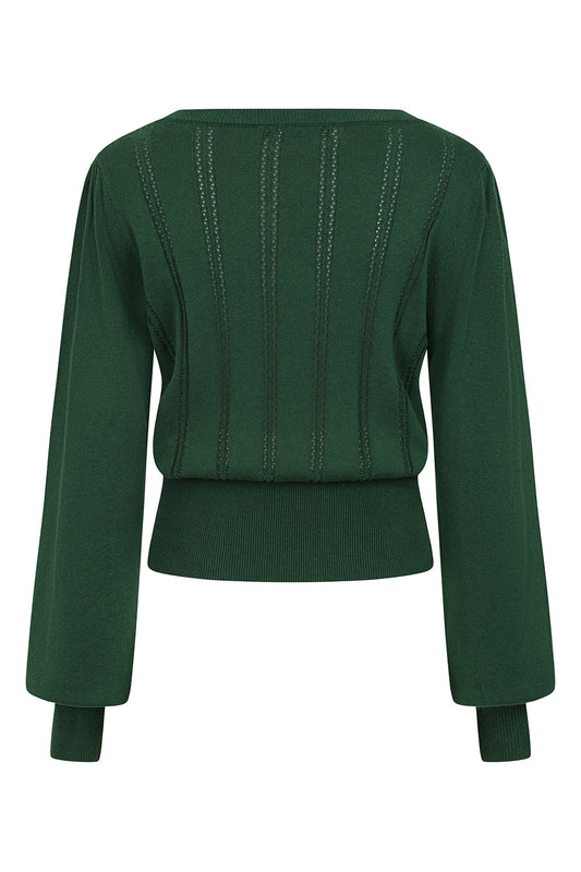 Angel Pointelle Knit Jumper bottle green – Seitenansicht