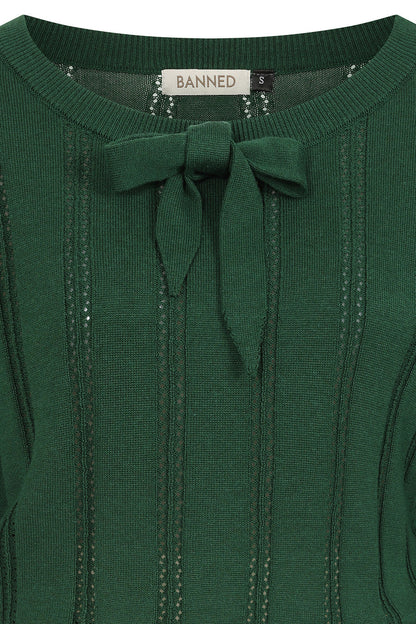 Angel Pointelle Knit Jumper bottle green – Rückansicht