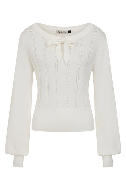 Angel Pointelle Knit Jumper offwhite – Vorderansicht