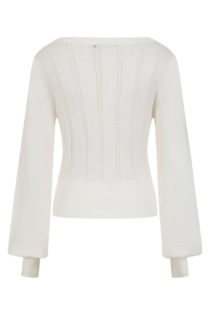 Angel Pointelle Knit Jumper offwhite – Seitenansicht