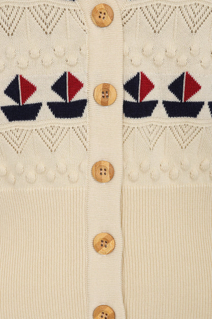 Kitty Sail Cardigan white – Banned Retro Seitenansicht