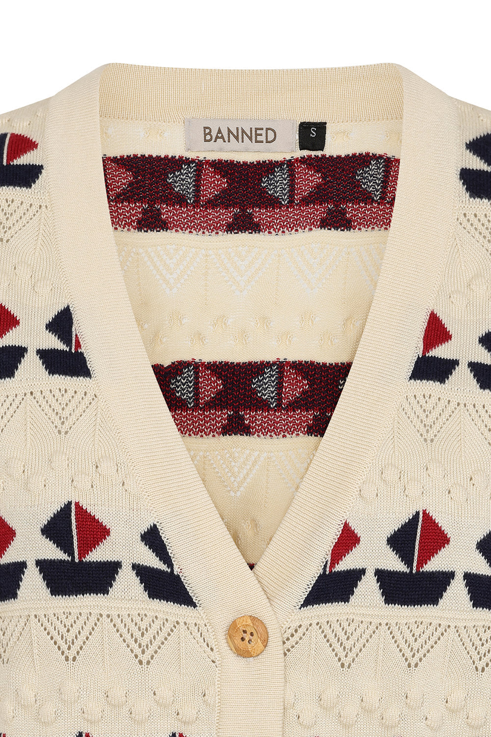Kitty Sail Cardigan white – Banned Retro Detailansicht