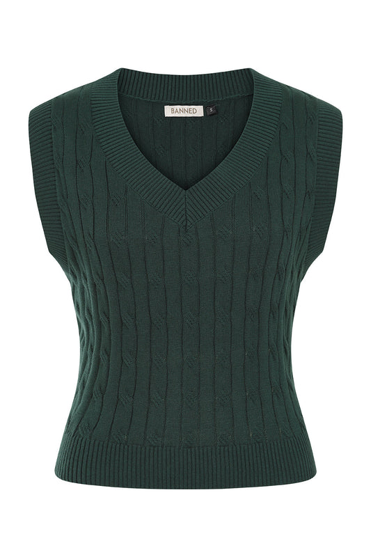 Olive Waistcoat green – Banned Retro Vorderansicht