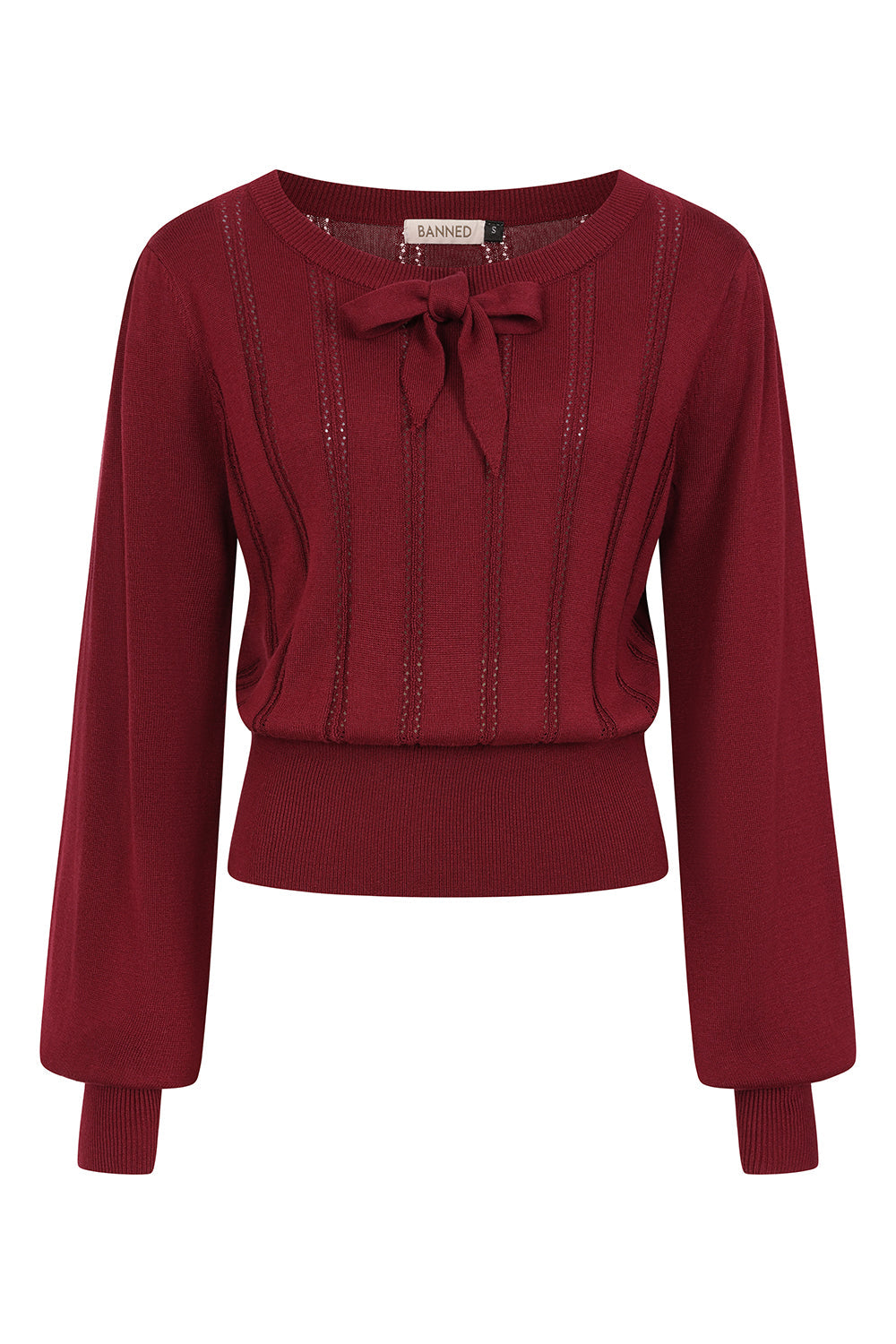 Angel Pointelle Knit Jumper burgundy – Vorderansicht