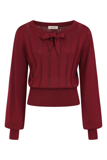 Angel Pointelle Knit Jumper burgundy – Vorderansicht