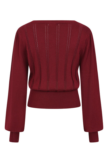 Angel Pointelle Knit Jumper burgundy – Seitenansicht