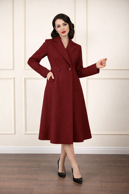 Abigail 40s Coat burgundy – Vorderansicht