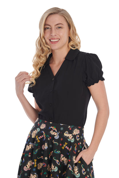 Jane Vintage Bluse schwarz