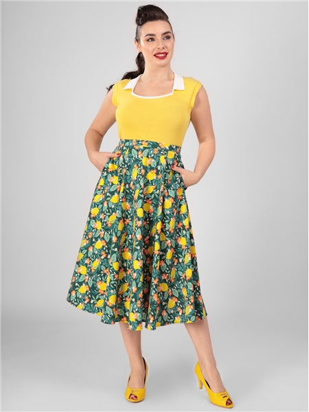 Klara Lemon Bloom Mid Skirt