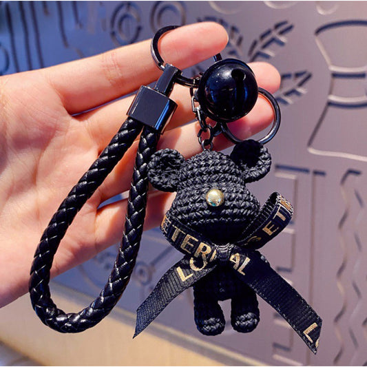 Schlüsselanhänger Taschendeko Bär schwarz