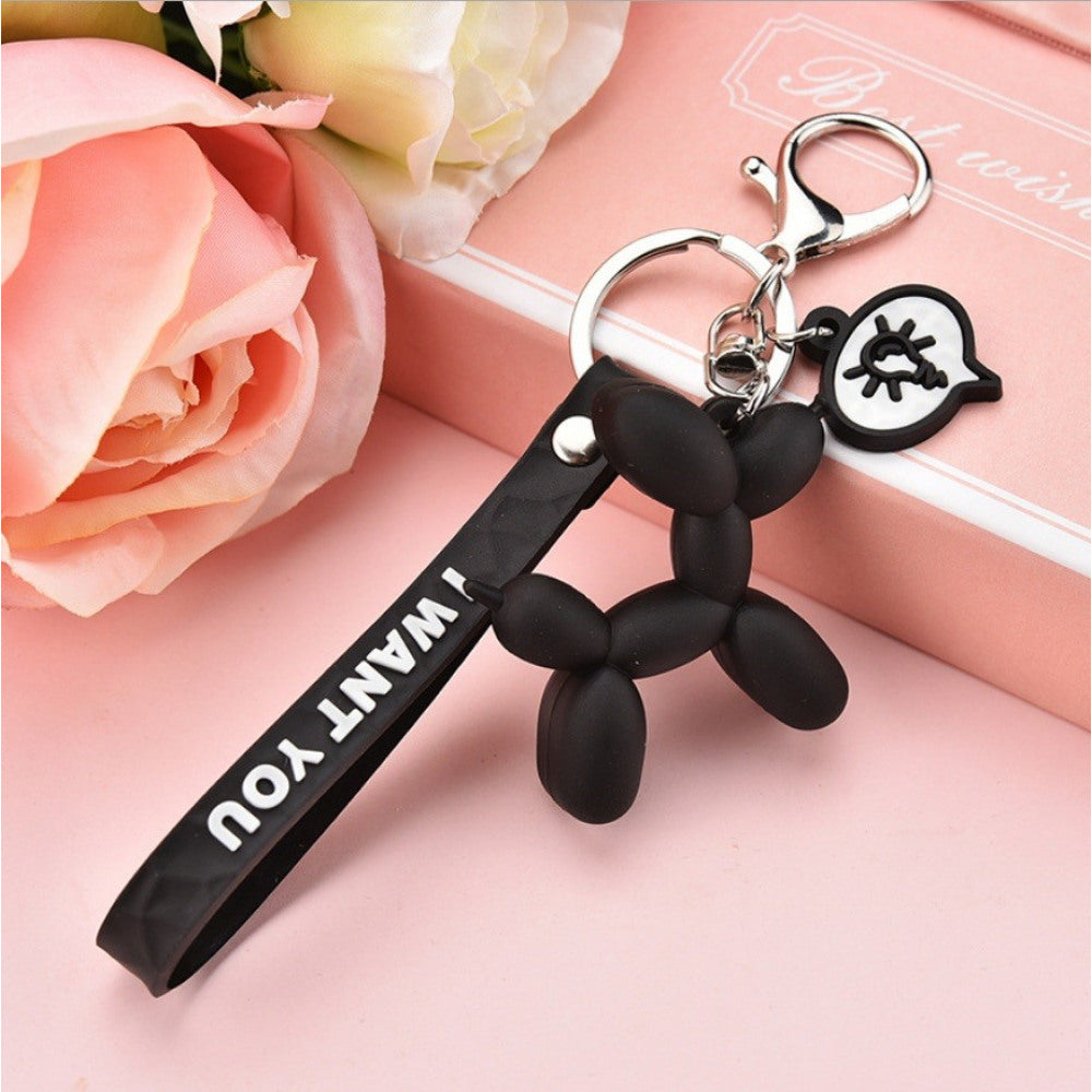 Schlüsselanhänger Taschendeko Schwarzer Hund
