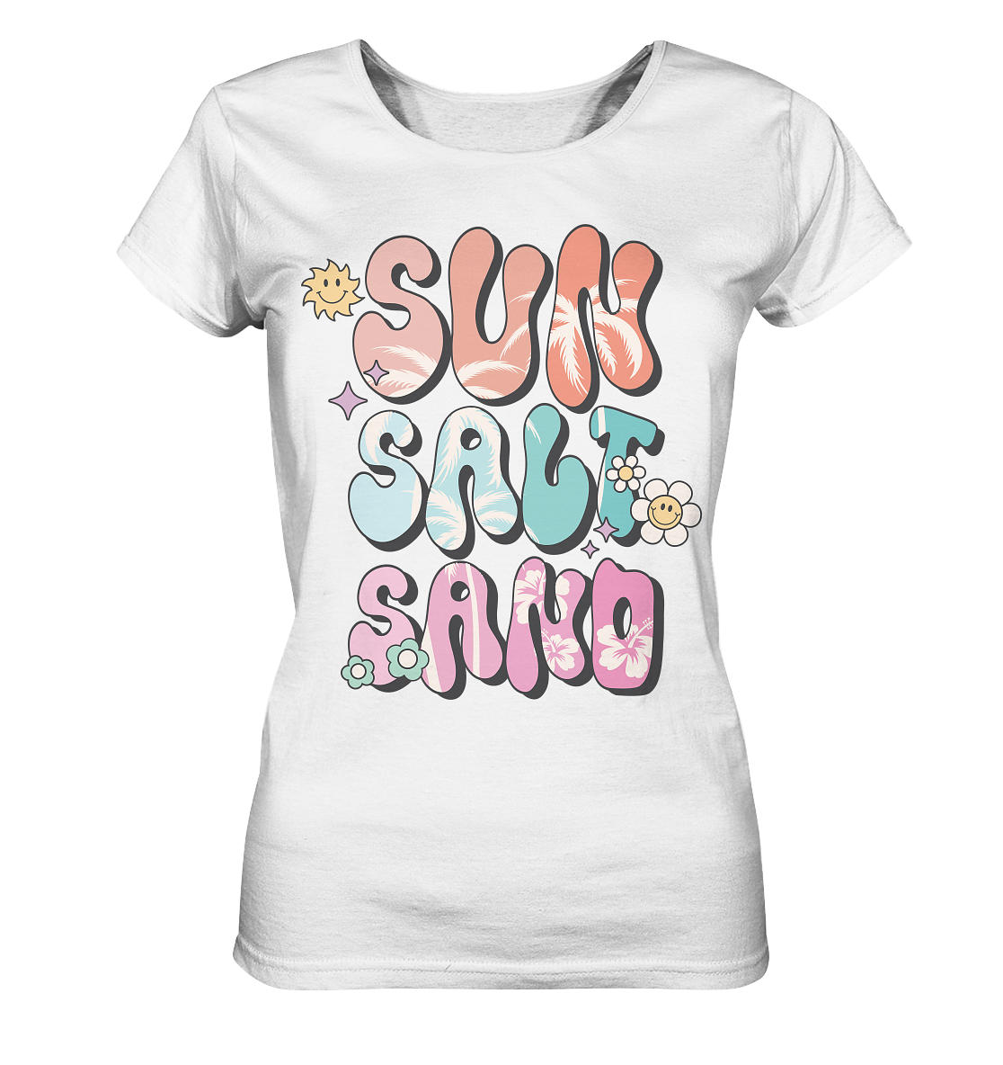 Retro Summer - Sun Salt Sand - Ladies Organic Shirt