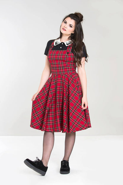 Irivine Pinafore Träger-Kleid in Tartan rot